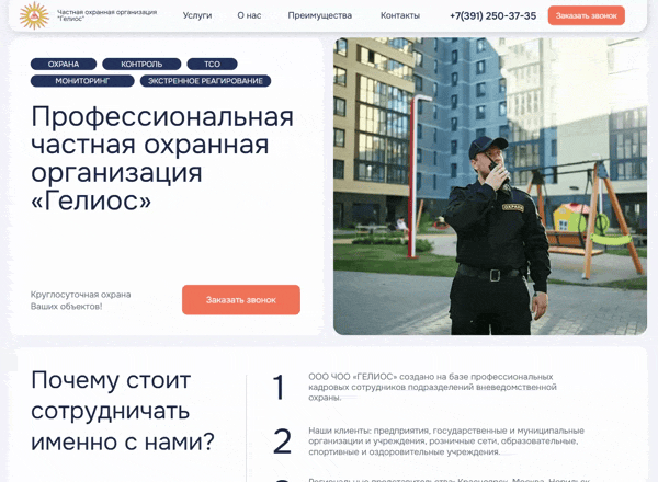 Animated services section of the Gelios website