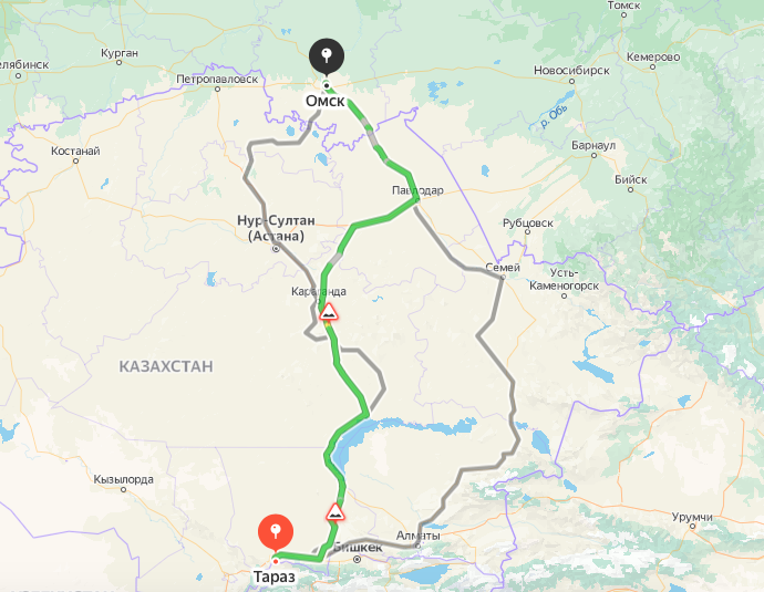 Грузоперевозки из Тараза в Омск