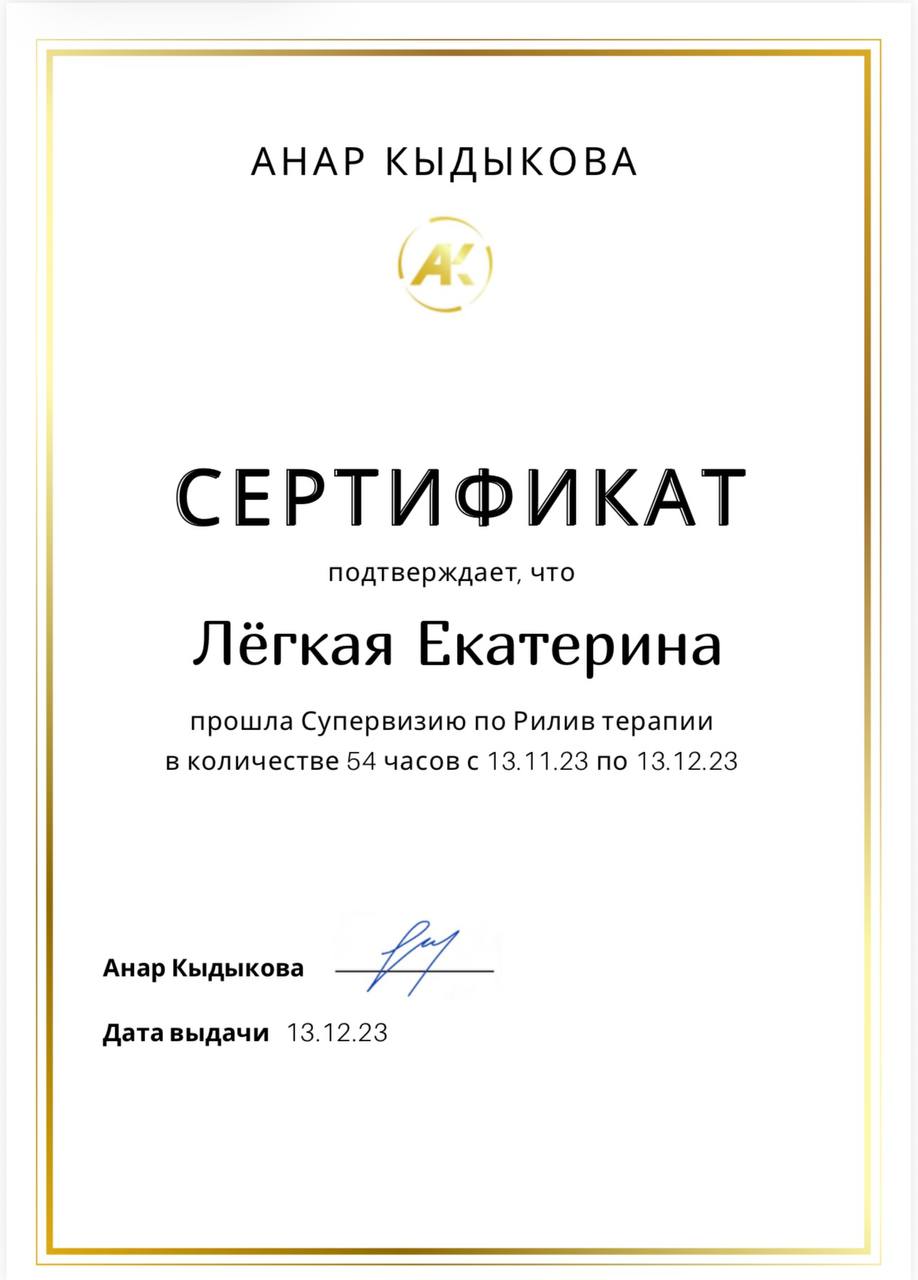 Сертификат Анар Кыдыыковой