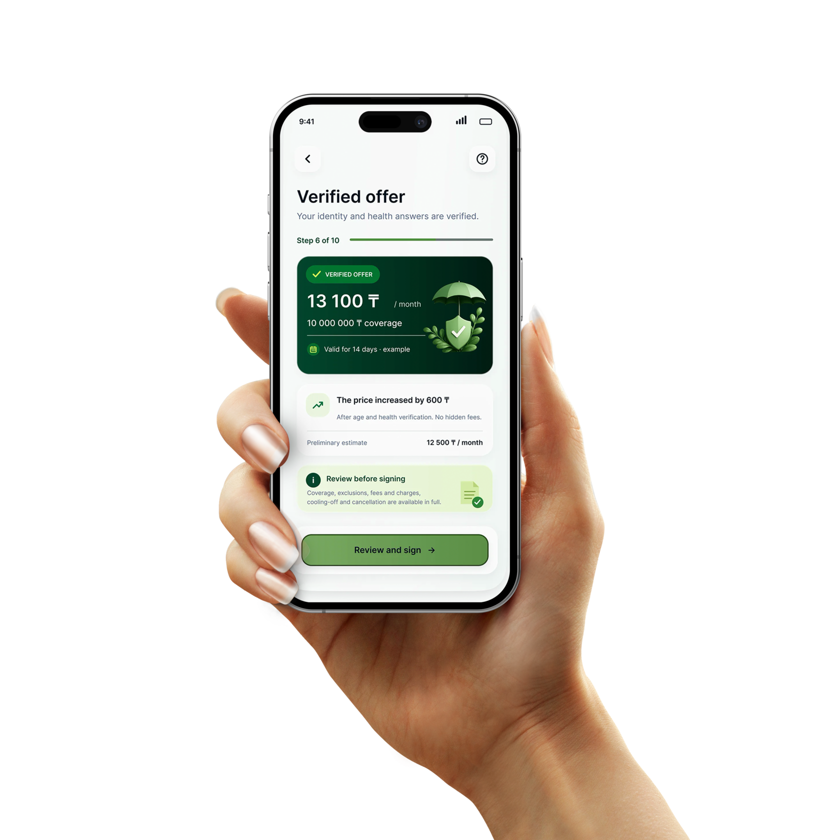 Verified offer shown in a hand-held iPhone mockup