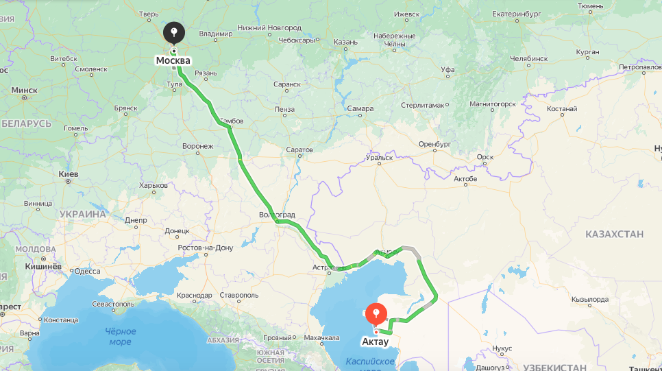 Грузоперевозки из Актау в Москву
