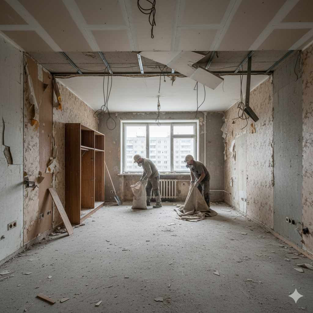 Полный демонтаж зала в панельном доме