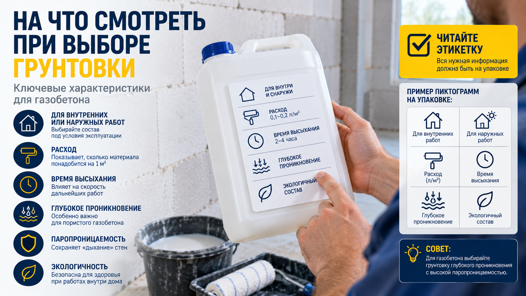 Выбор грунтовки для газобетонной стены