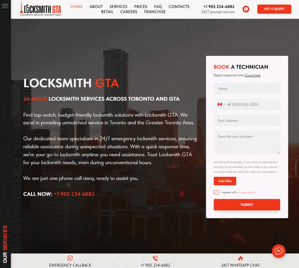 Animation du choix d’un service sur Locksmithgta.ca