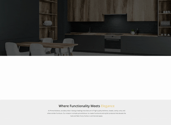 Animation de la page d’accueil de Prime Kitchens