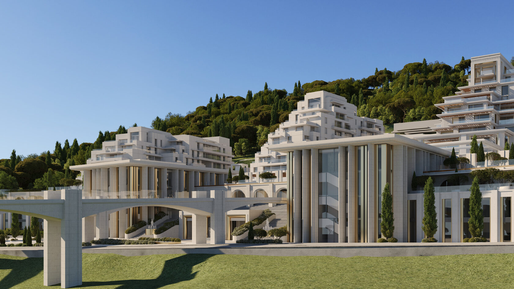 Azuria Resort & Wellness — Mediterranean-inspired hotel architecture on the Black Sea coast