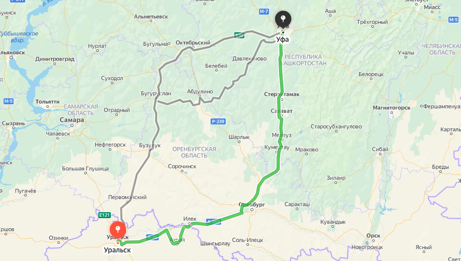 Грузоперевозки из Уральска в Уфу