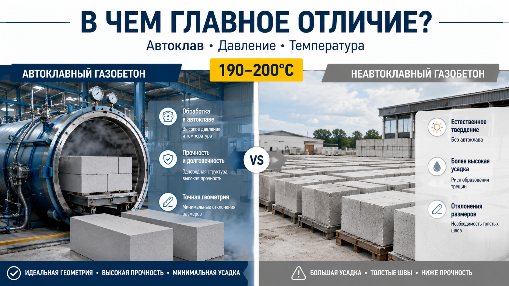 Сравнение автоклавного и неавтоклавного газоблока