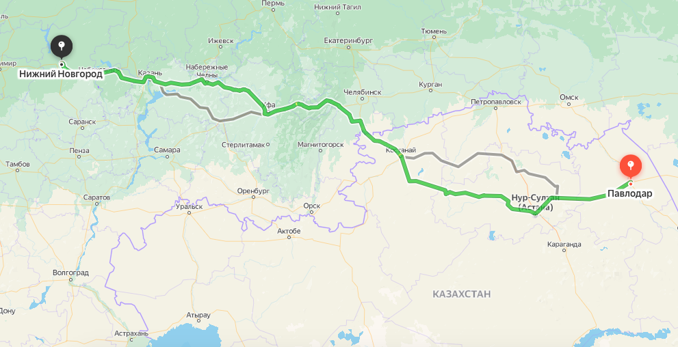 Грузоперевозки из Павлодара в Нижний Новгород