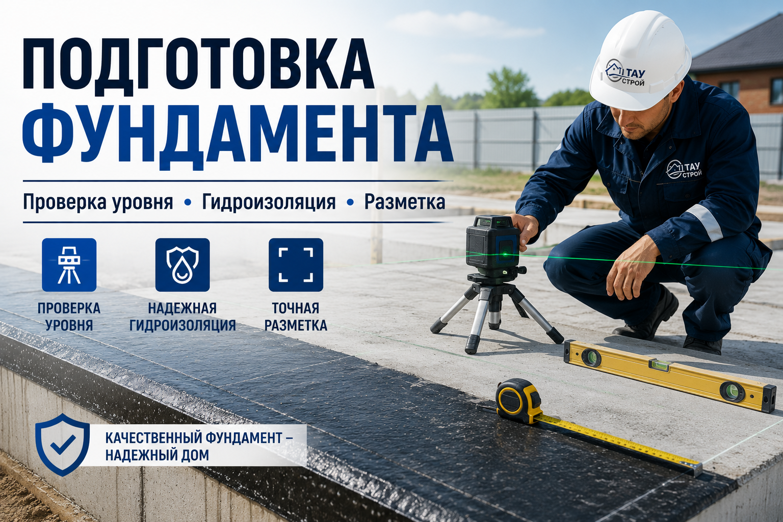 Подготовка фундамента перед кладкой газобетона