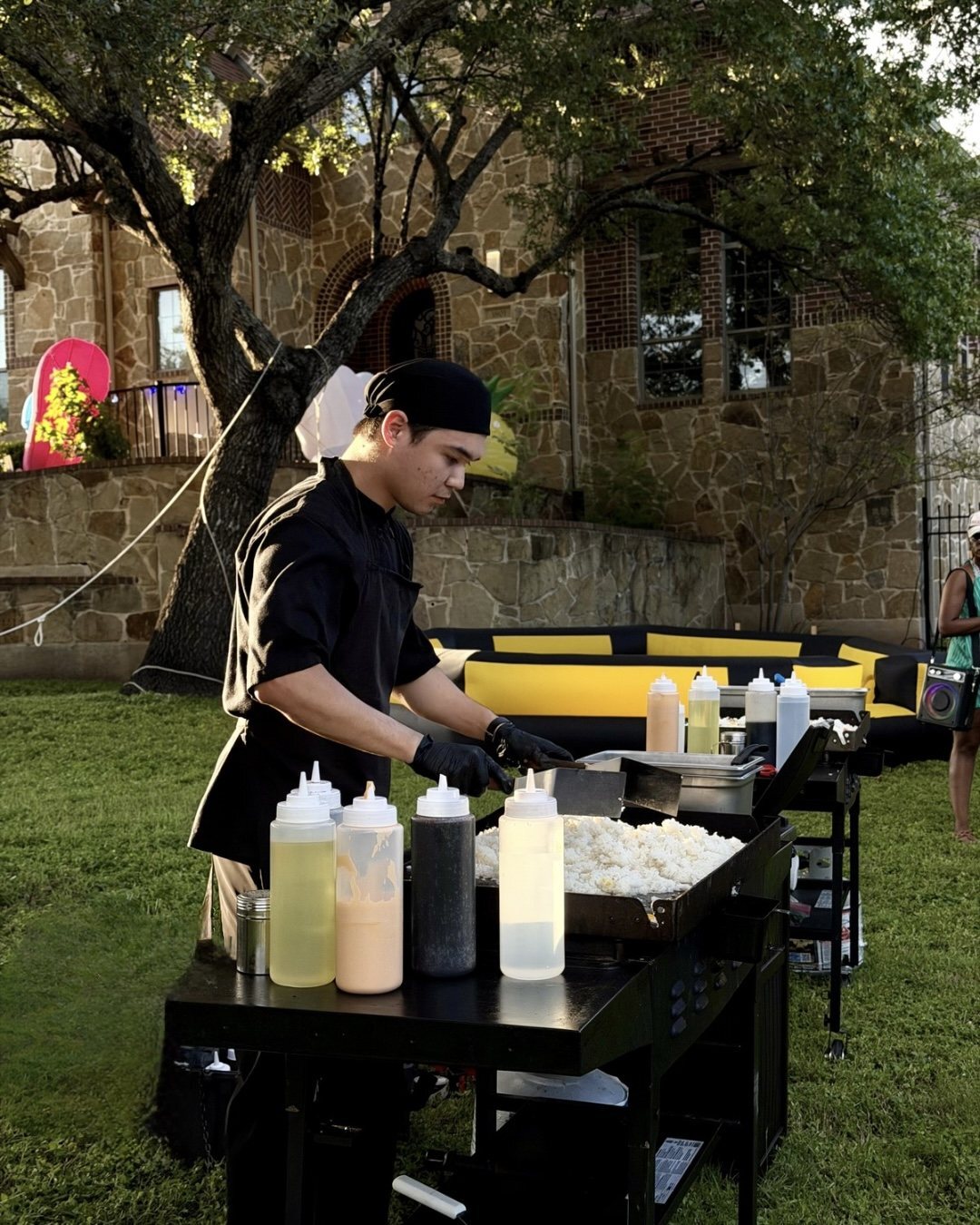 Hibachi chef cooking at a private party in Texas