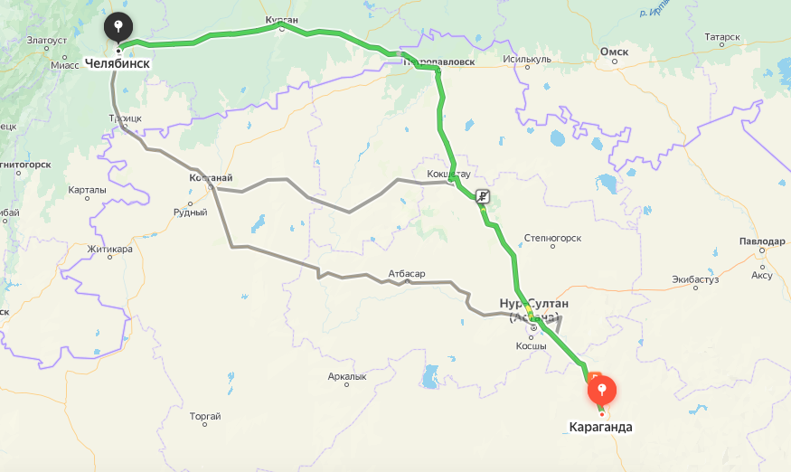 Грузоперевозки из Караганды в Челябинск