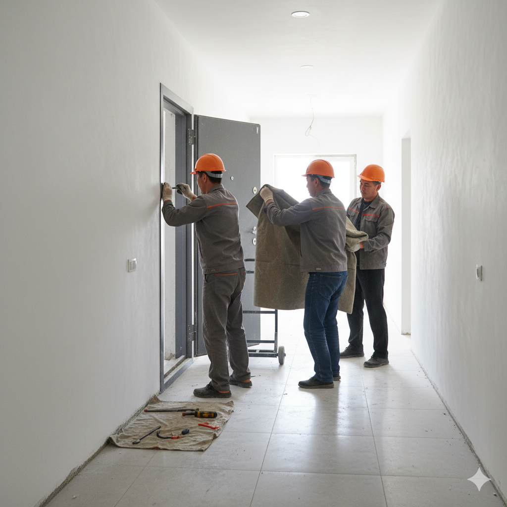 Демонтаж тяжелой входной металлической двери