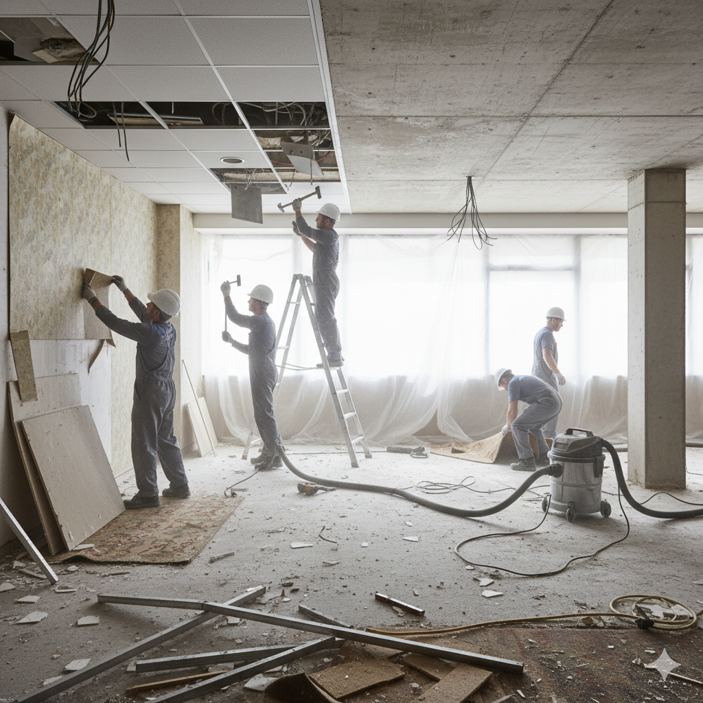 Внутренний демонтаж номеров отеля Алатау