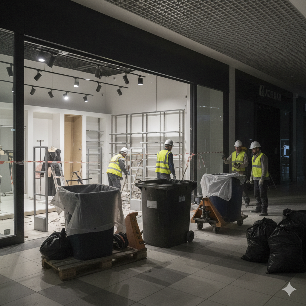 Демонтаж бутика в ТРЦ Mega Алматы