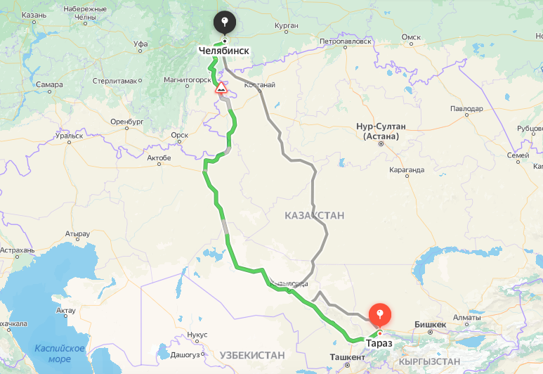 Грузоперевозки из Тараза в Челябинск
