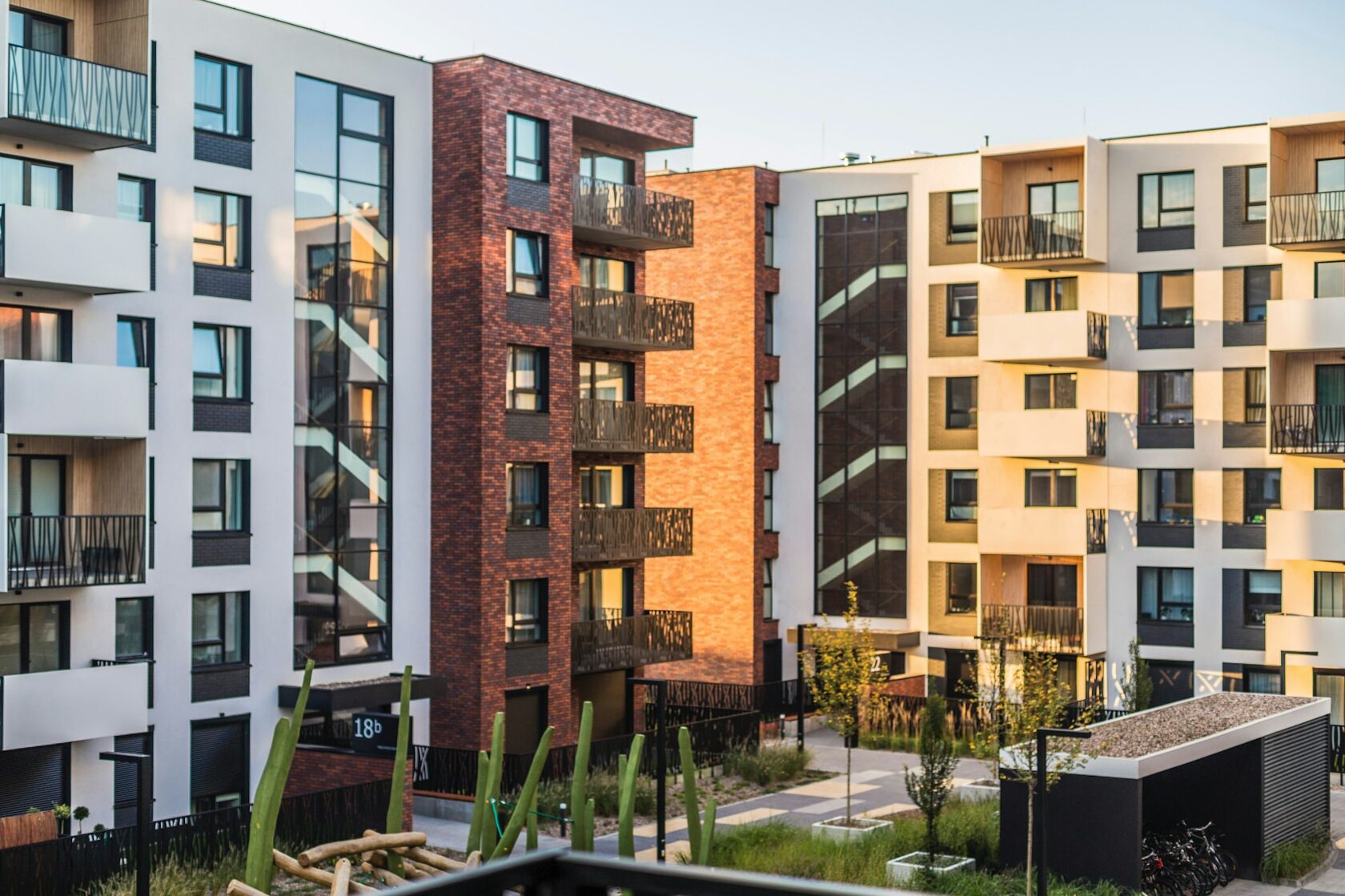 Residential complex courtyard