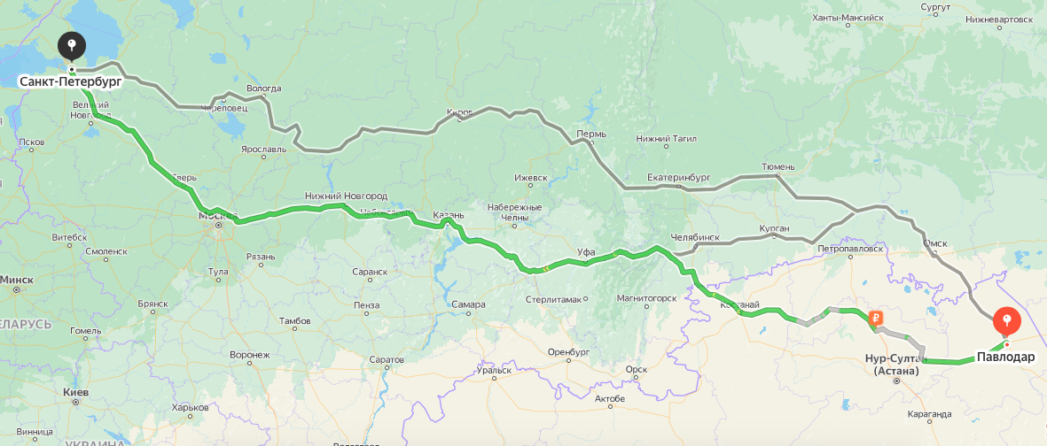 Грузоперевозки из Павлодара в Санкт-Петербург