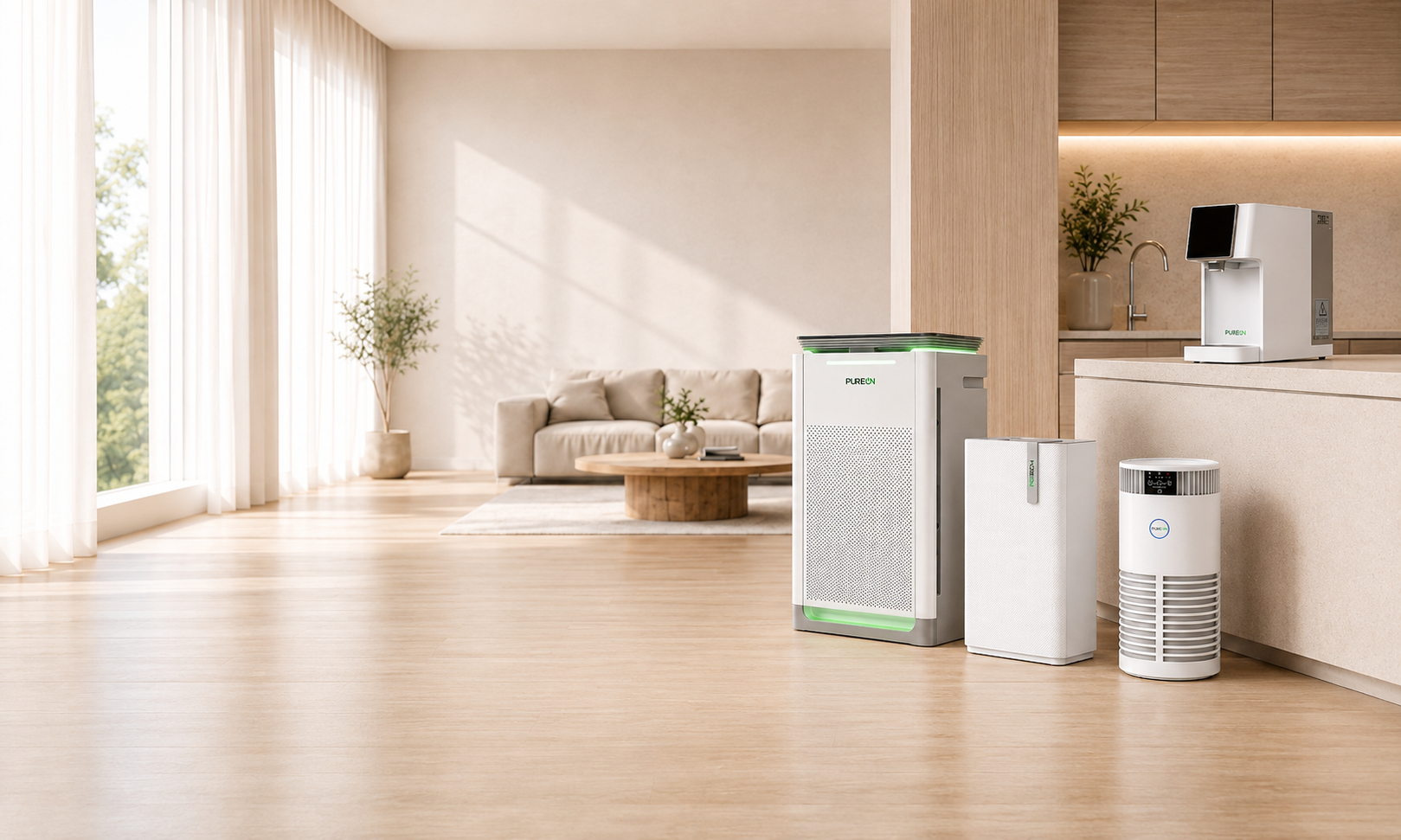 Ассортимент PureOn: очистители воздуха, увлажнители и фильтры для воды