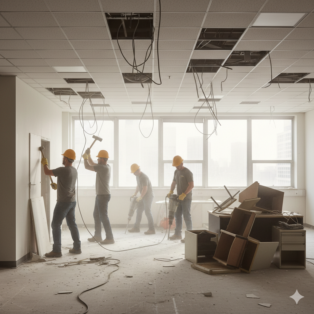 Демонтаж офисных перегородок и подготовка офиса к ремонту в Алматы