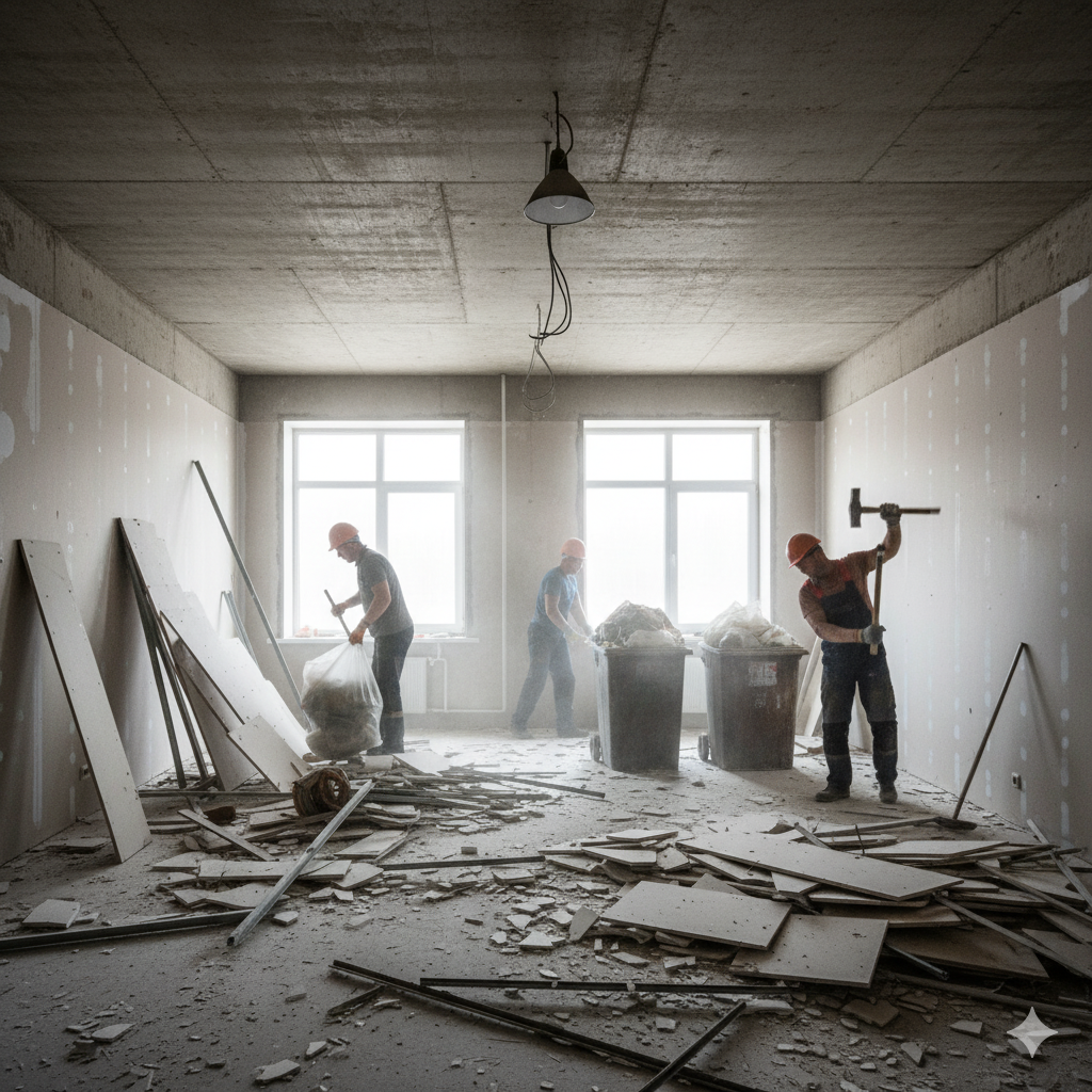 Снос гипсокартонных перегородок для перепланировки хостела