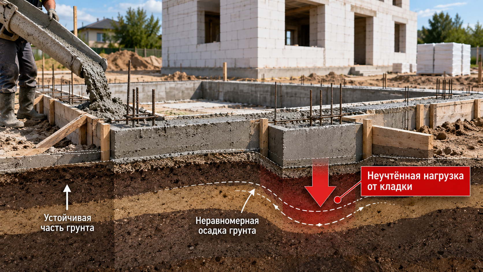 Фундамент под дом из газобетона