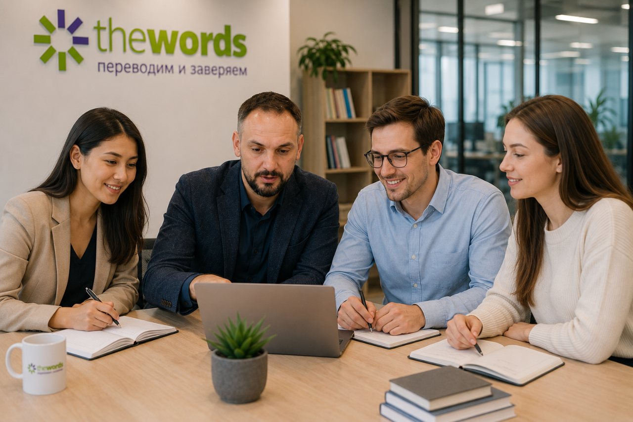 Команда бюро переводов The Words в офисе