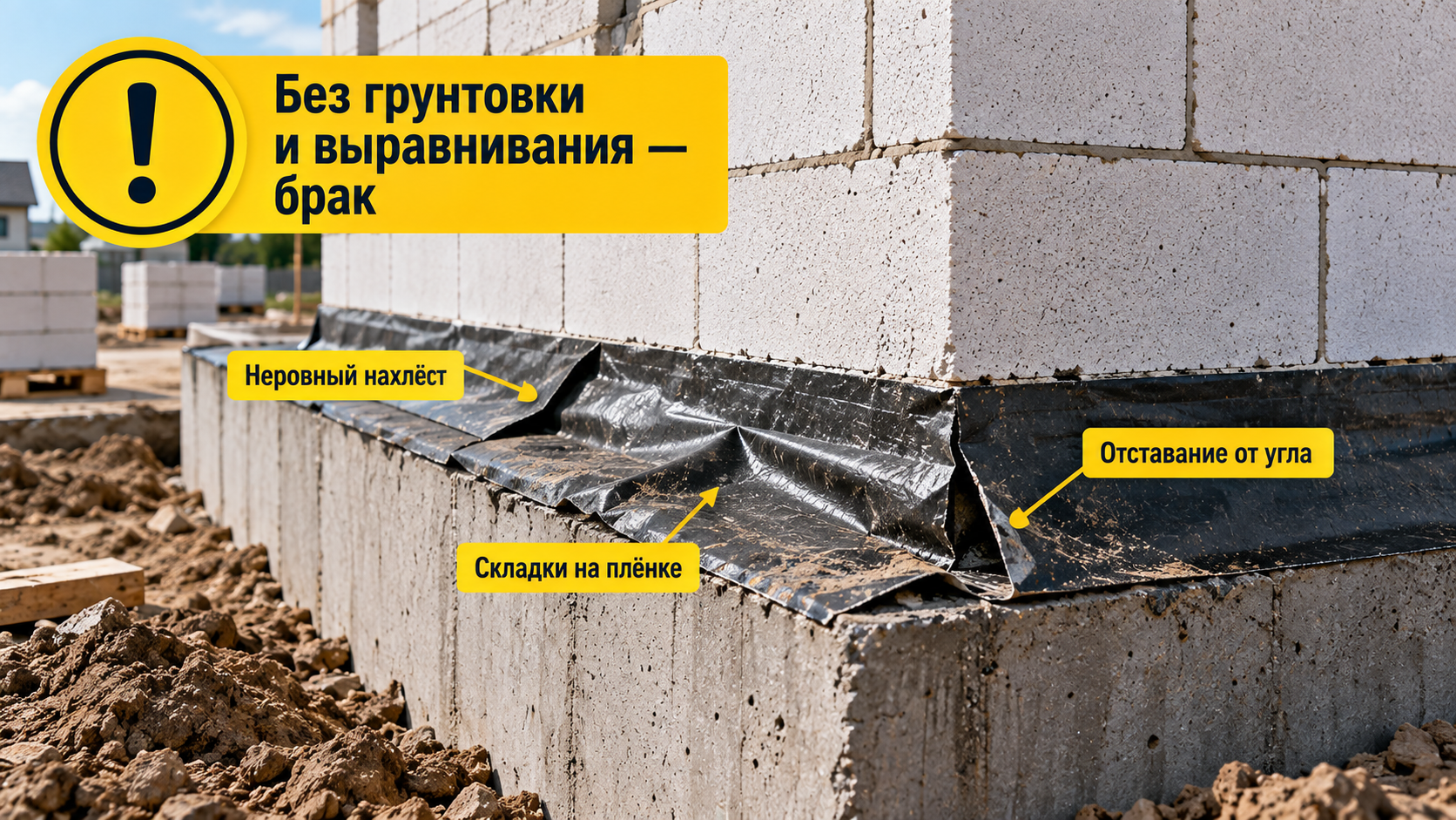 Ошибка гидроизоляции газобетонной стены