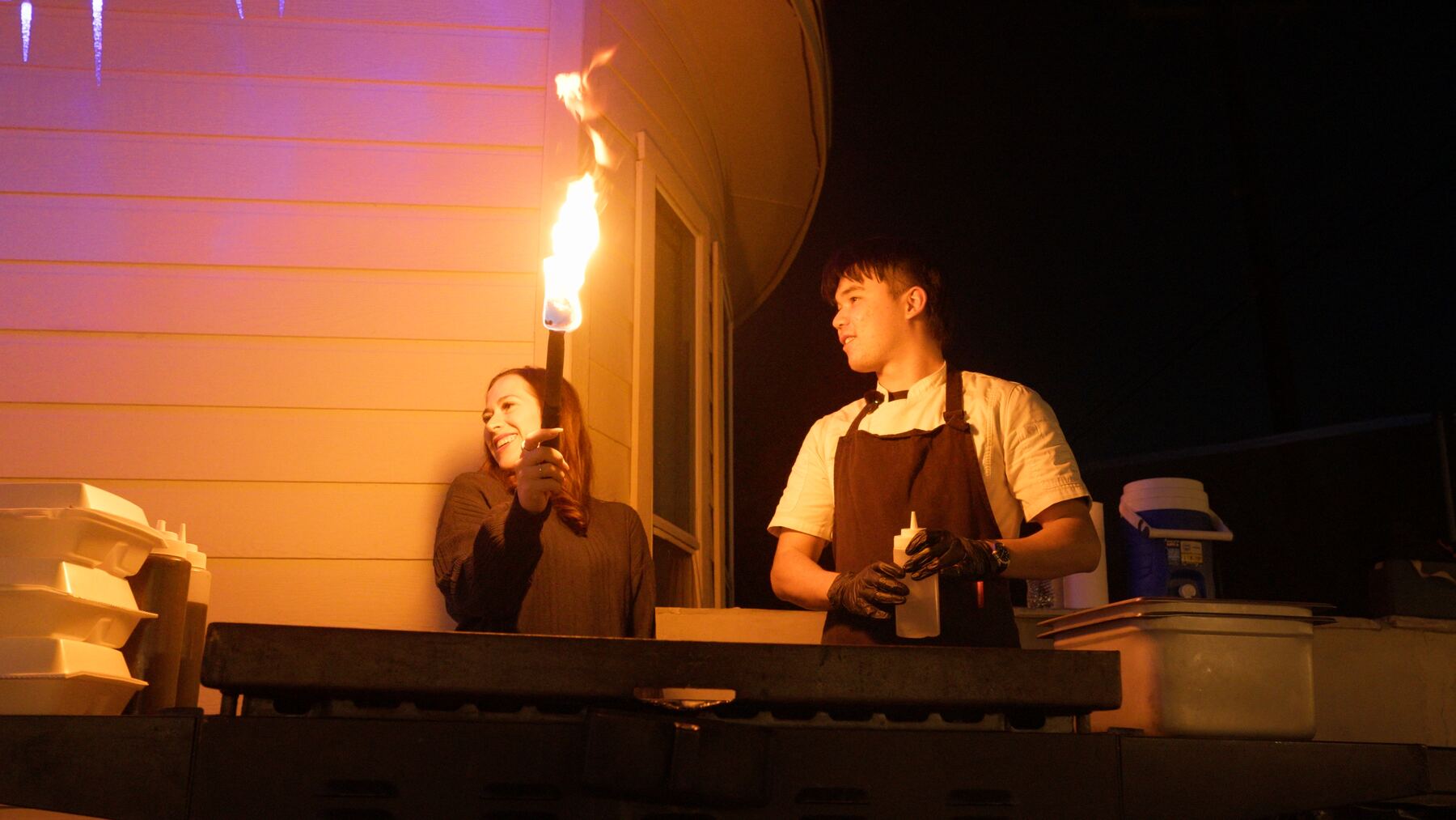 Hibachi chef cooking at a private party in Texas