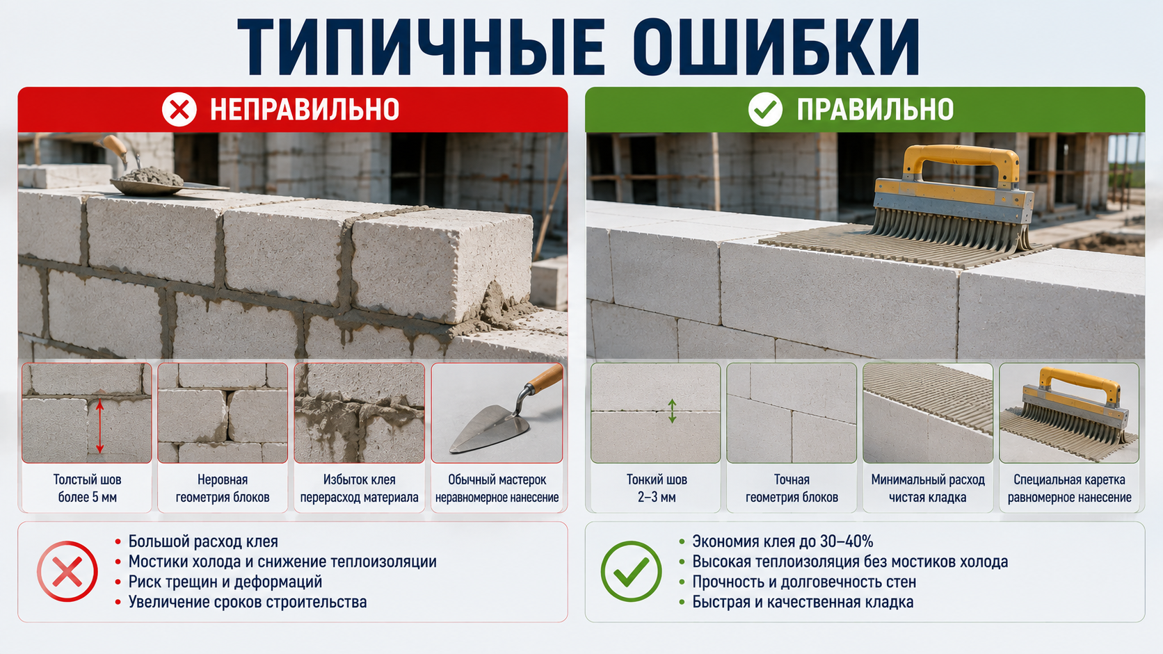 Типичные ошибки при расчете расхода клея